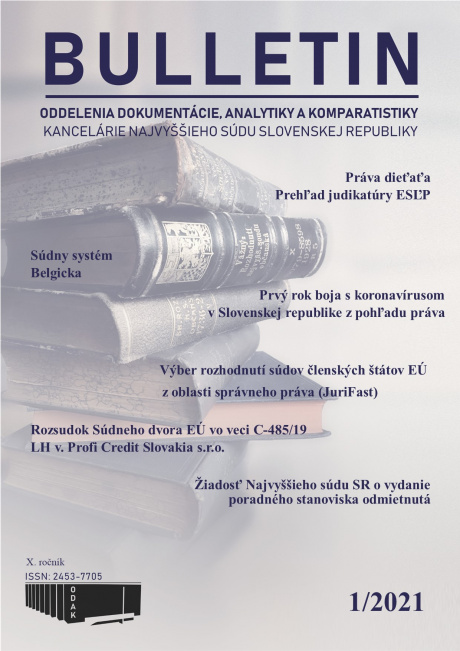 Prvé tohtoročné číslo Bulletinu ODAK o odmietnutej žiadosti Najvyššieho súdu SR o vydanie poradného stanoviska, prvom roku boja s koronavírusom z p…